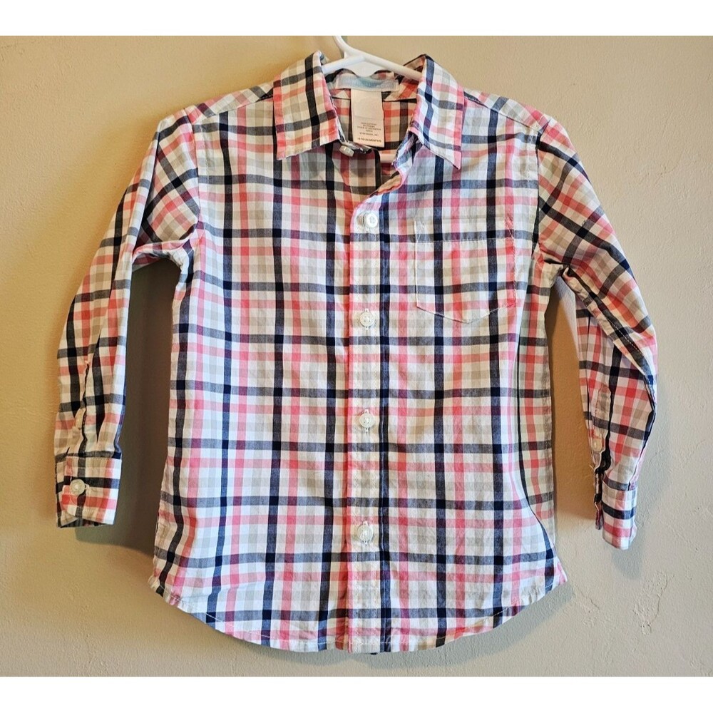 JANIE AND JACK 18-24M BOYS blue red plaid button down shirt